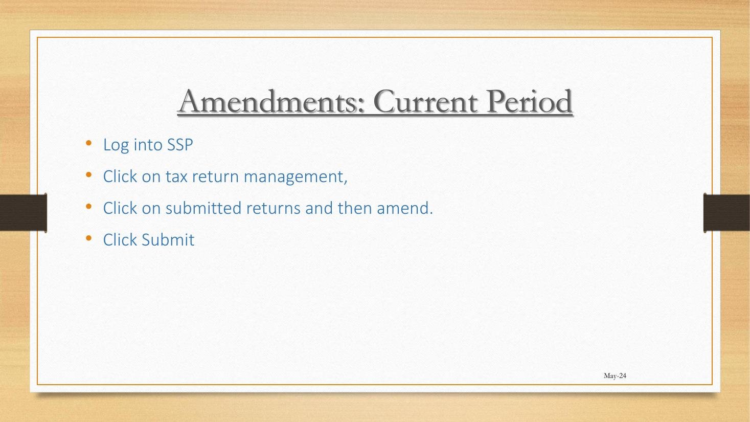 Amend current-period return steps