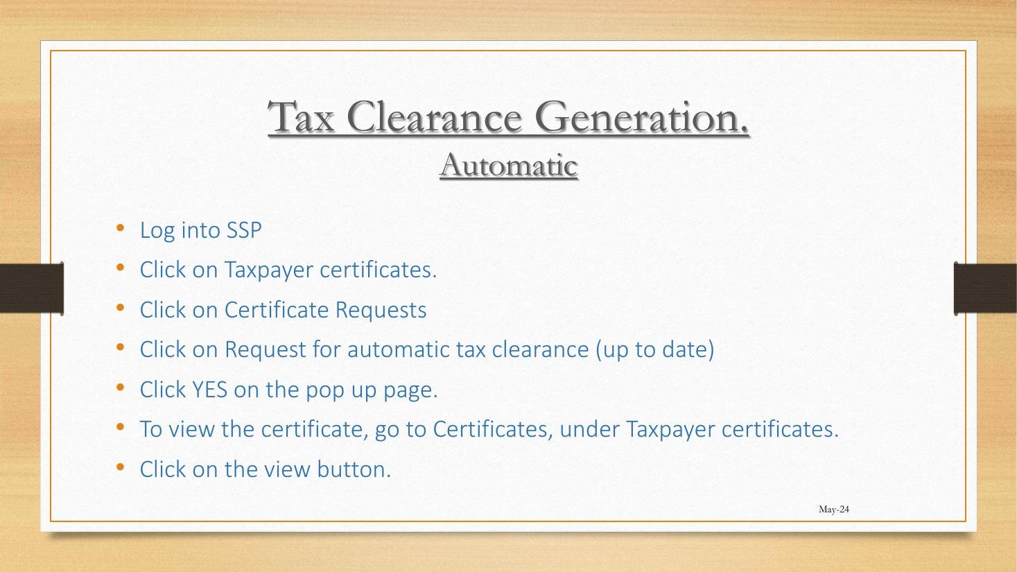 Automatic Tax Clearance steps