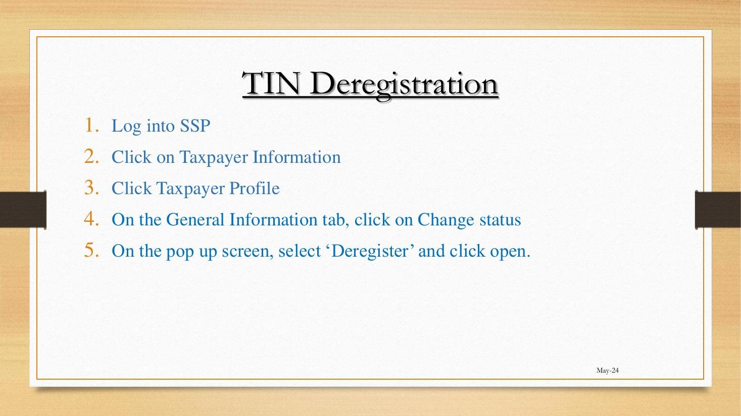 TIN Deregistration steps
